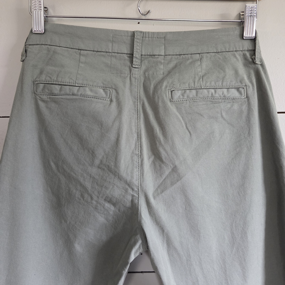 Frank & Eileen Women's Chino Pants Green Cotton Elastane Button Zipper Raw Hem - Picture 6 of 7